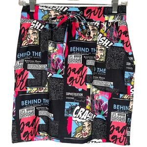 MOHITO Ladies Comic Cartoon Pop Art Drawstring Pockets Skirt Size 36 Small